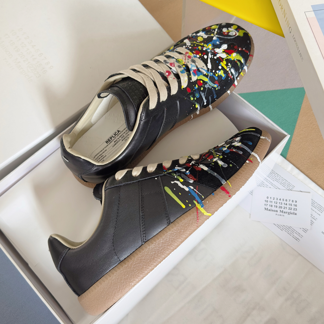 Maison Margiela MM6 Replica Sneakers - Black Leather with Paint Splatter 5 cmp i1745492658466 8022 0 3