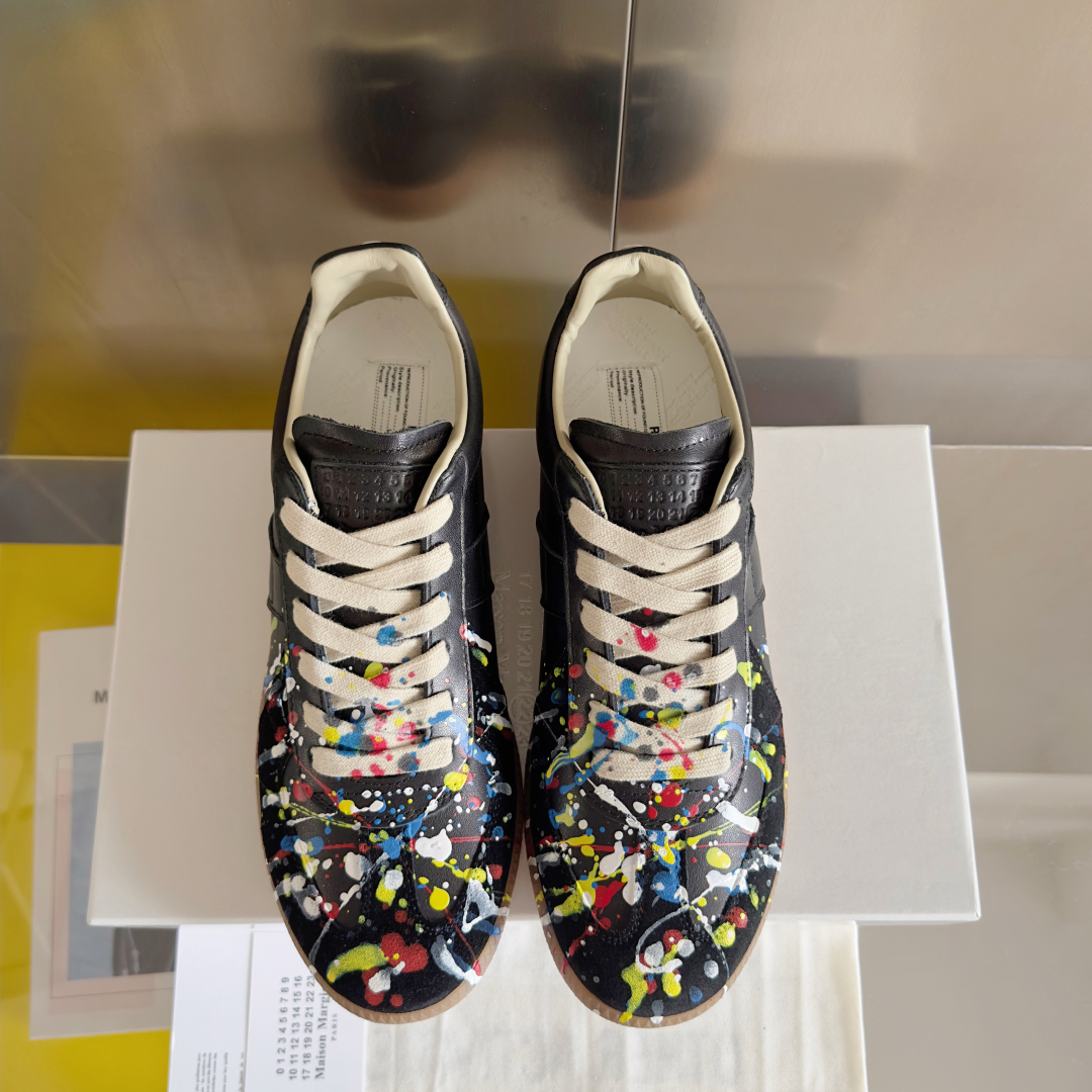 Maison Margiela MM6 Replica Sneakers - Black Leather with Paint Splatter 8 cmp i1745492658479 3571 0 6