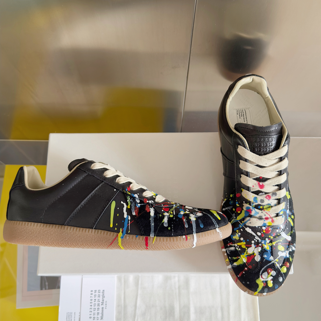 Maison Margiela MM6 Replica Sneakers - Black Leather with Paint Splatter 3 cmp i1745492665726 8660 0 1