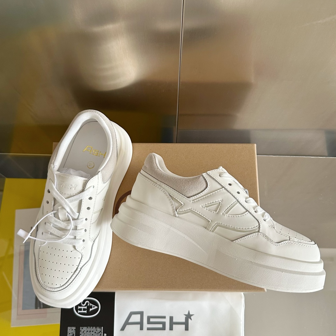 顶级版本：女款
ASH 新款INDY 厚底 小白鞋 休闲运动鞋
原版购入开发 做货 无铬牛皮拼接可循环皮