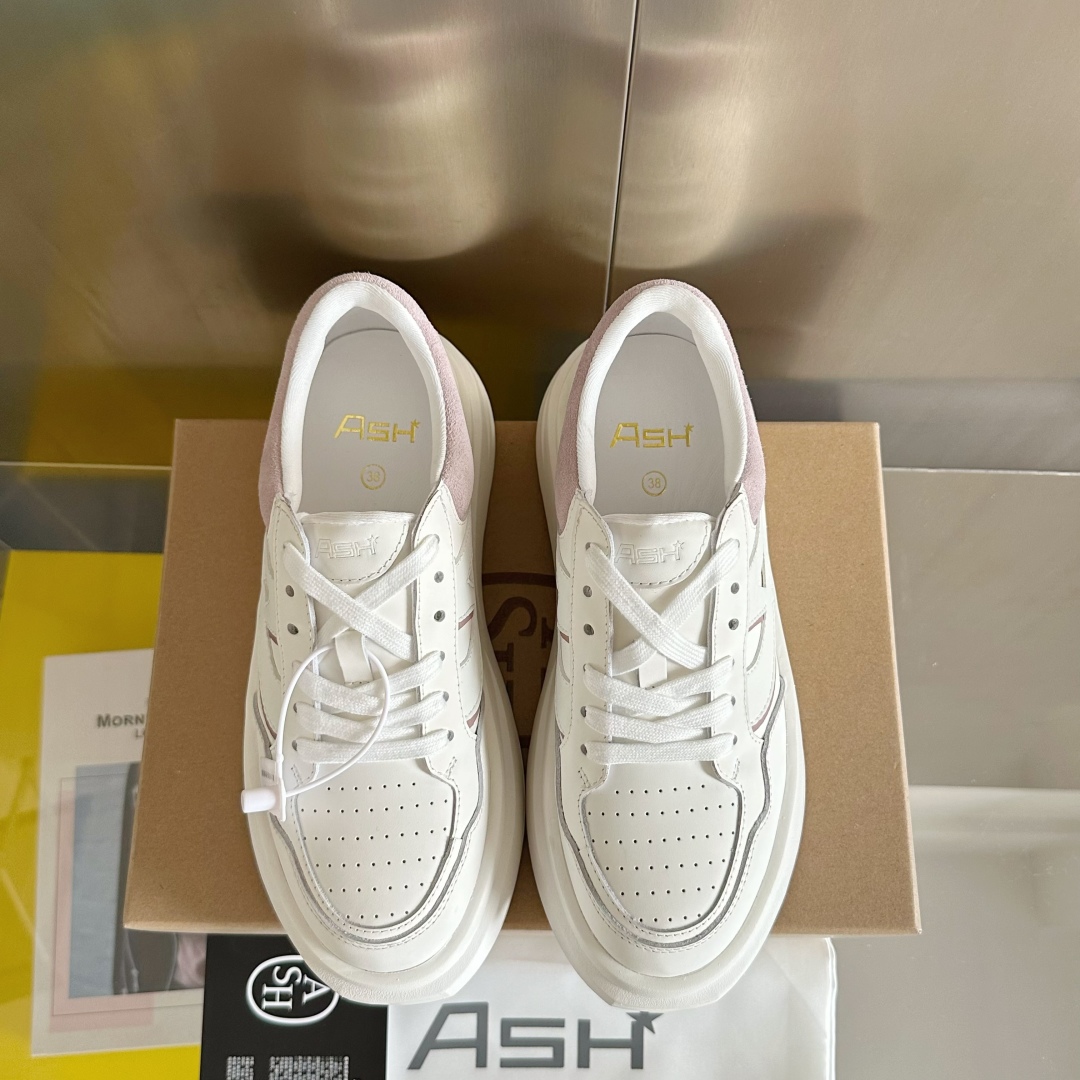 顶级版本：女款
ASH 新款INDY 厚底 小白鞋 休闲运动鞋
原版购入开发 做货 无铬牛皮拼接可循环皮