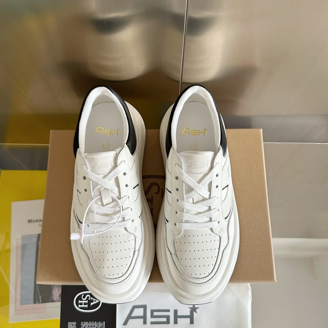 顶级版本：女款
ASH 新款INDY 厚底 小白鞋 休闲运动鞋
原版购入开发 做货 无铬牛皮拼接可循环皮