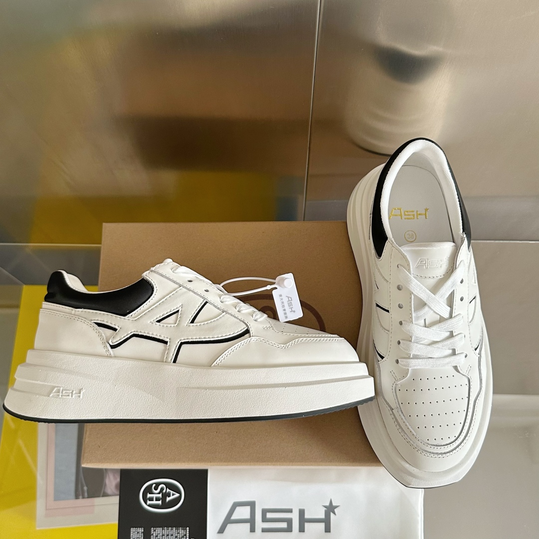 顶级版本：女款
ASH 新款INDY 厚底 小白鞋 休闲运动鞋
原版购入开发 做货 无铬牛皮拼接可循环皮