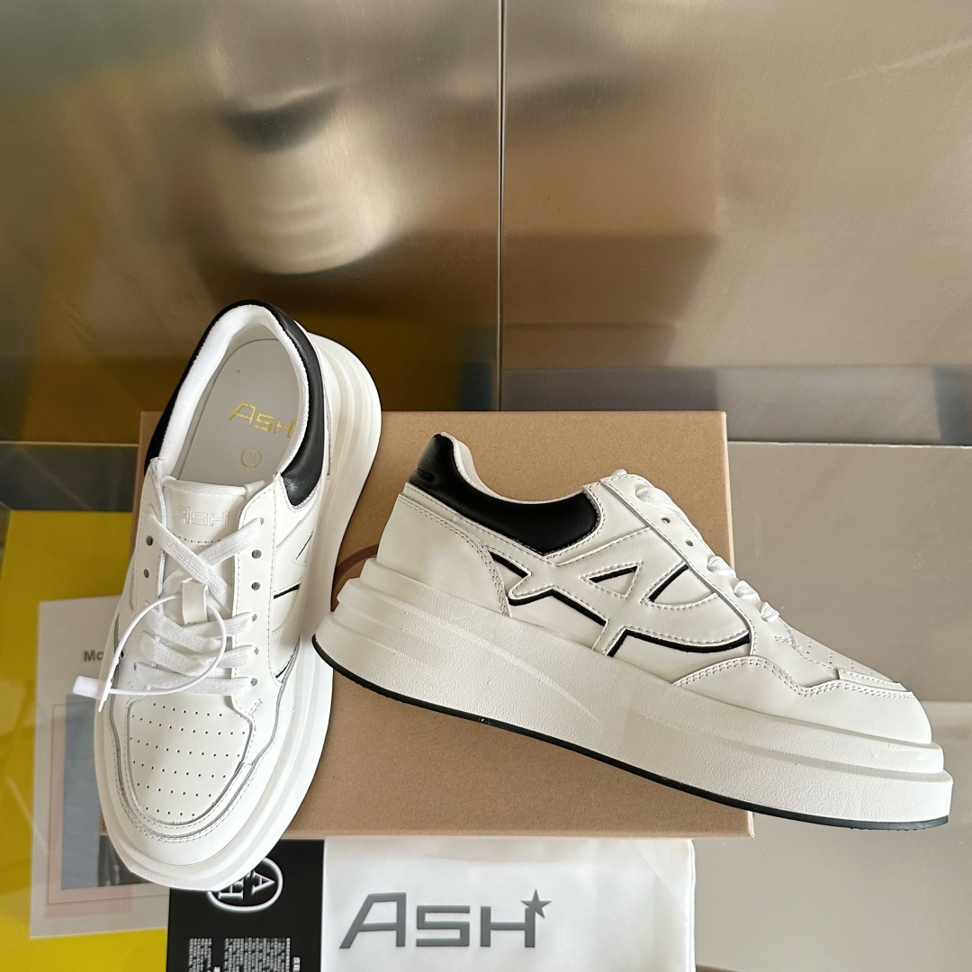 顶级版本：女款
ASH 新款INDY 厚底 小白鞋 休闲运动鞋
原版购入开发 做货 无铬牛皮拼接可循环皮
