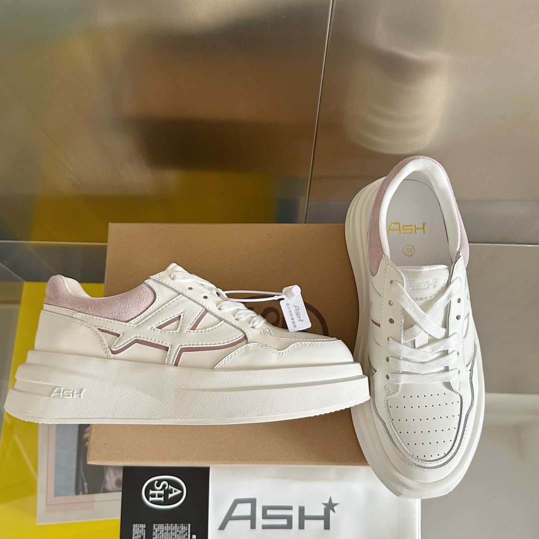 顶级版本：女款
ASH 新款INDY 厚底 小白鞋 休闲运动鞋
原版购入开发 做货 无铬牛皮拼接可循环皮