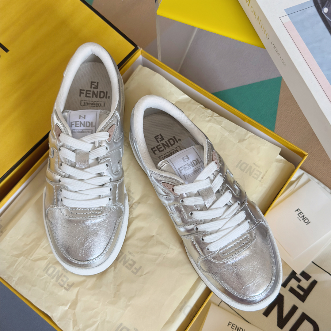 Fendi Fendimatch Capsule Collection Silver Leather Sneakers 1 Fendi Fendimatch Capsule Collection Silver Leather Sneakers