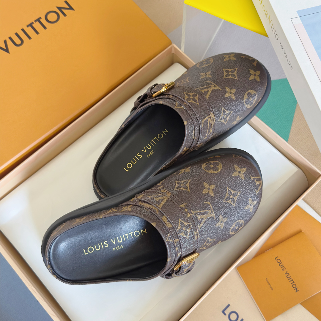 顶级版本:女款
LV 路易威登 L家 驴牌 To-Go Comfort系列 老花 勃肯 包头拖鞋 凉鞋