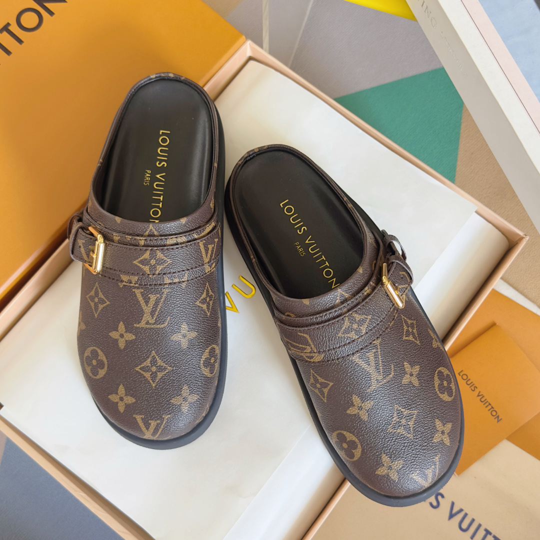顶级版本:女款
LV 路易威登 L家 驴牌 To-Go Comfort系列 老花 勃肯 包头拖鞋 凉鞋
