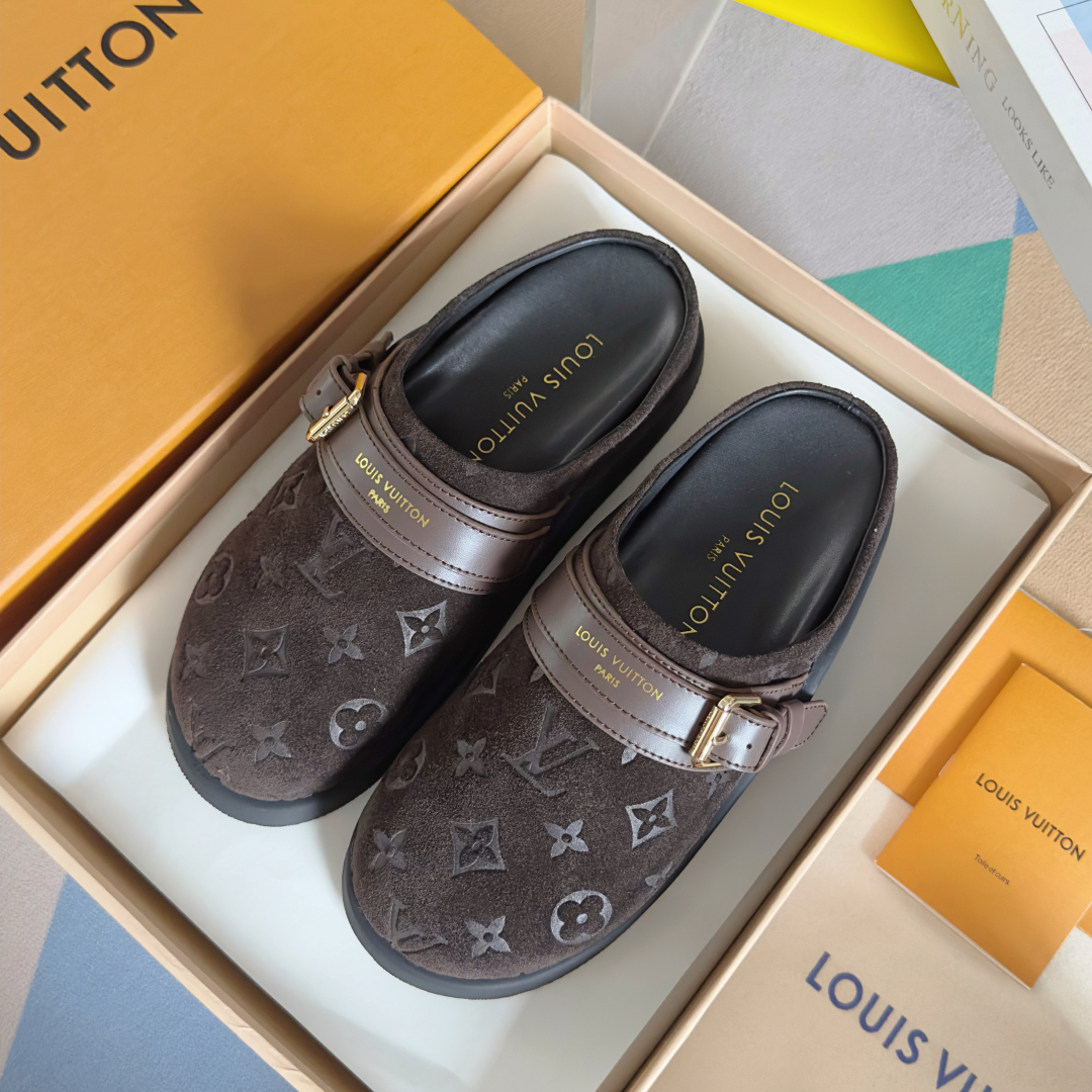顶级版本：女款
LV 路易威登 L家 驴牌 To-Go Comfort系列 老花 勃肯 包头拖鞋 凉鞋
