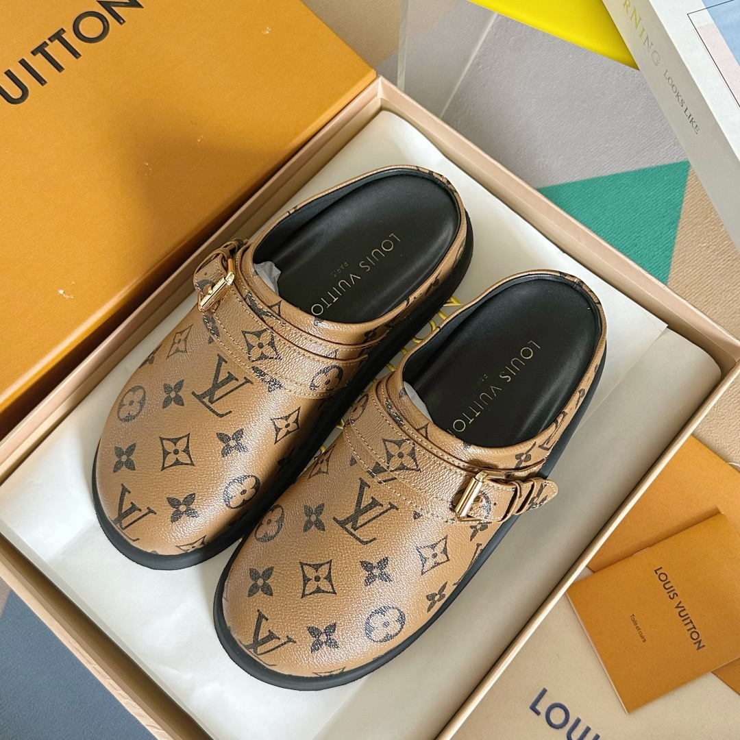 顶级版本:女款
LV 路易威登 L家 驴牌 To-Go Comfort系列 老花 勃肯 包头拖鞋 凉鞋