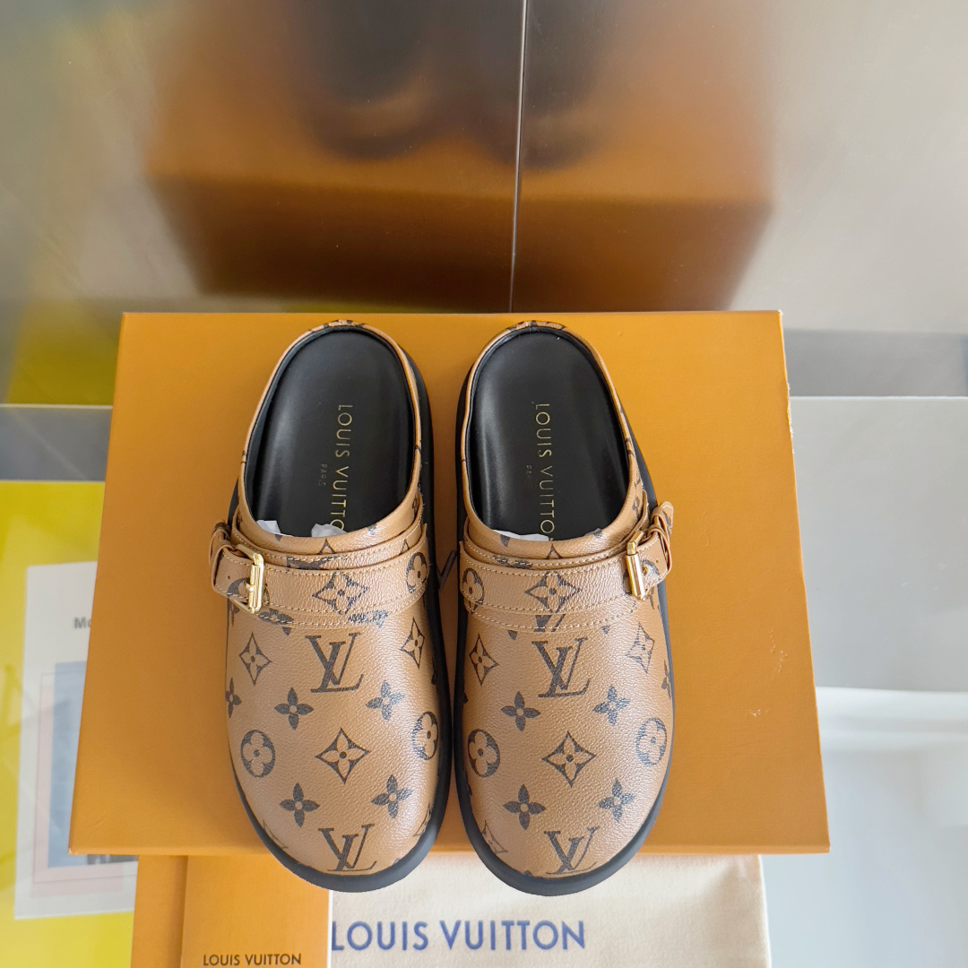 顶级版本:女款
LV 路易威登 L家 驴牌 To-Go Comfort系列 老花 勃肯 包头拖鞋 凉鞋