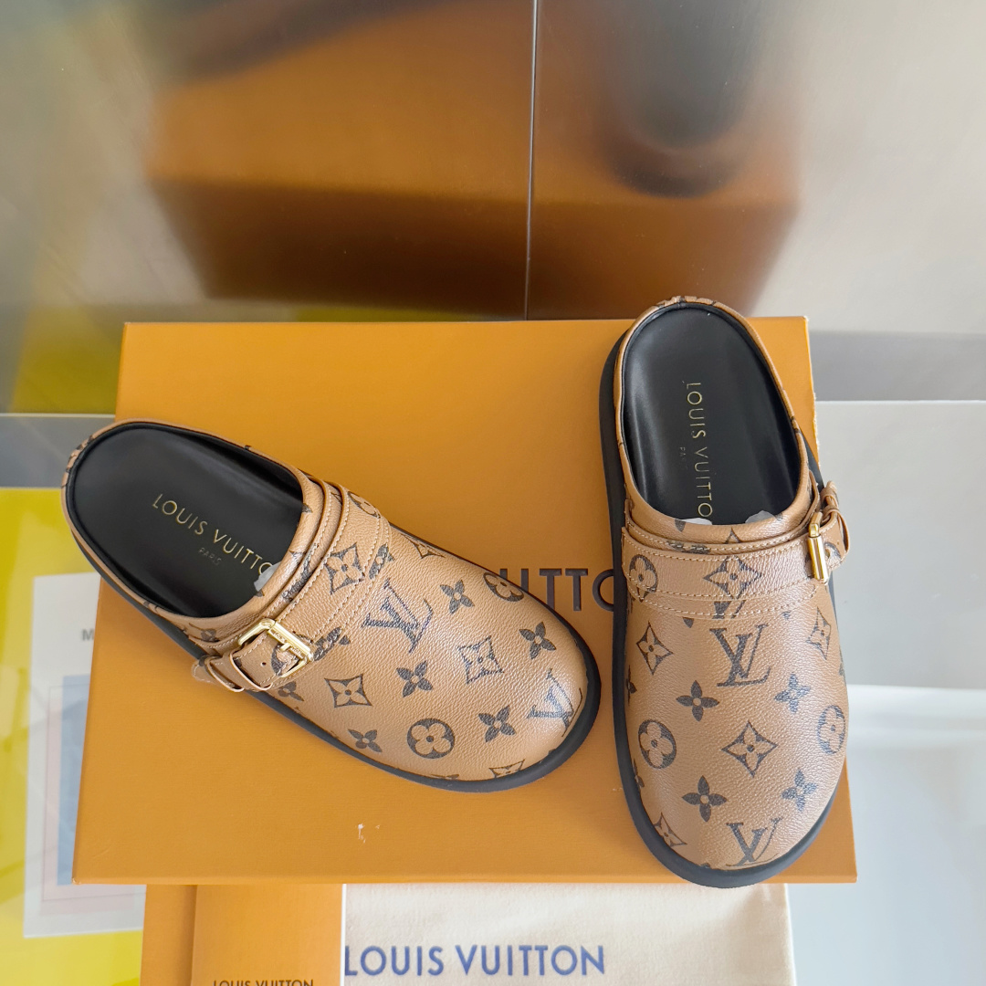 顶级版本:女款
LV 路易威登 L家 驴牌 To-Go Comfort系列 老花 勃肯 包头拖鞋 凉鞋