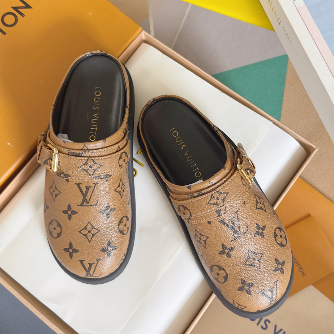 顶级版本:女款
LV 路易威登 L家 驴牌 To-Go Comfort系列 老花 勃肯 包头拖鞋 凉鞋