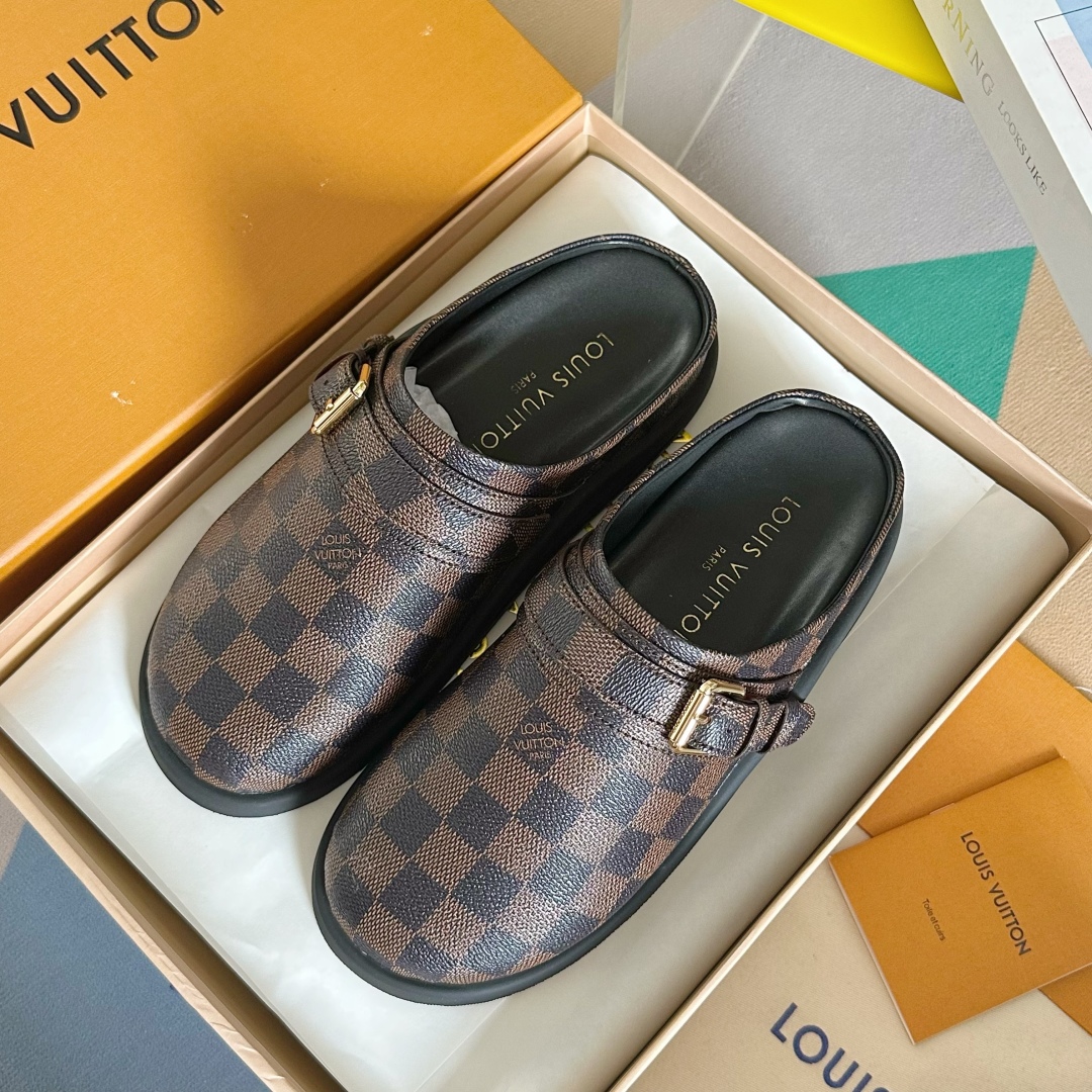 顶级版本：女款
LV 路易威登 L家 驴牌 To-Go Comfort系列 老花 勃肯 包头拖鞋 凉鞋
