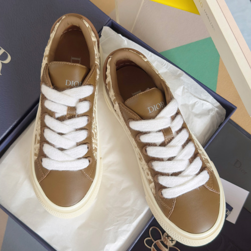 Dior B33 Spin Couple Sneakers Casual Platform Shoes, Brown Leather 1 Dior B33 Spin Couple Sneakers Casual Platform Shoes, Brown Leather
