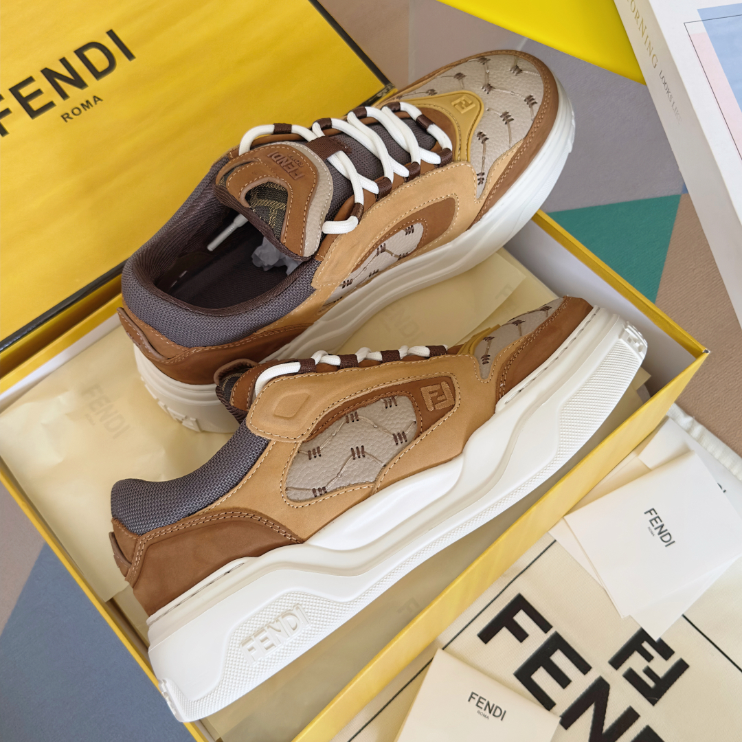 顶级版本：男款Fendi 芬迪 最新 Force系列 FF厚底 休闲 运动鞋 板鞋原版购入开发 做货 这
