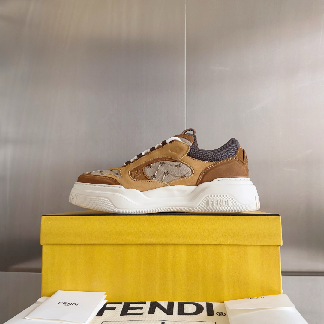 顶级版本：男款Fendi 芬迪 最新 Force系列 FF厚底 休闲 运动鞋 板鞋原版购入开发 做货 这