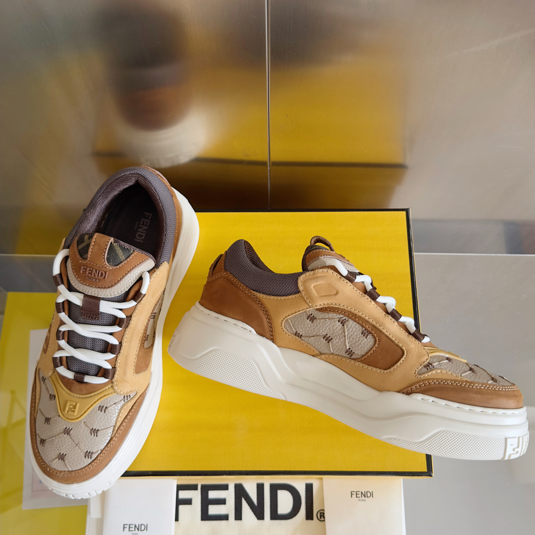 顶级版本：男款Fendi 芬迪 最新 Force系列 FF厚底 休闲 运动鞋 板鞋原版购入开发 做货 这