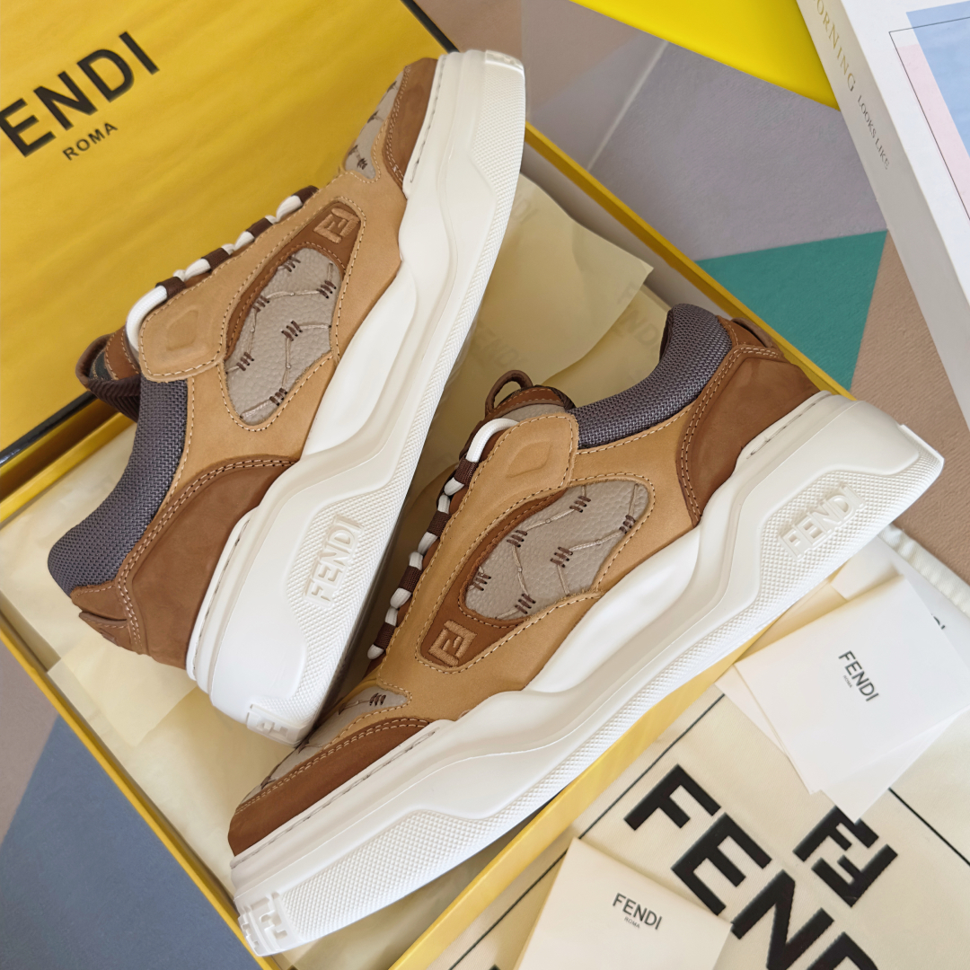 顶级版本：男款Fendi 芬迪 最新 Force系列 FF厚底 休闲 运动鞋 板鞋原版购入开发 做货 这