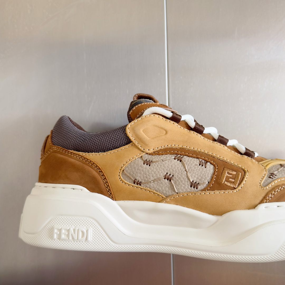 顶级版本：男款Fendi 芬迪 最新 Force系列 FF厚底 休闲 运动鞋 板鞋原版购入开发 做货 这