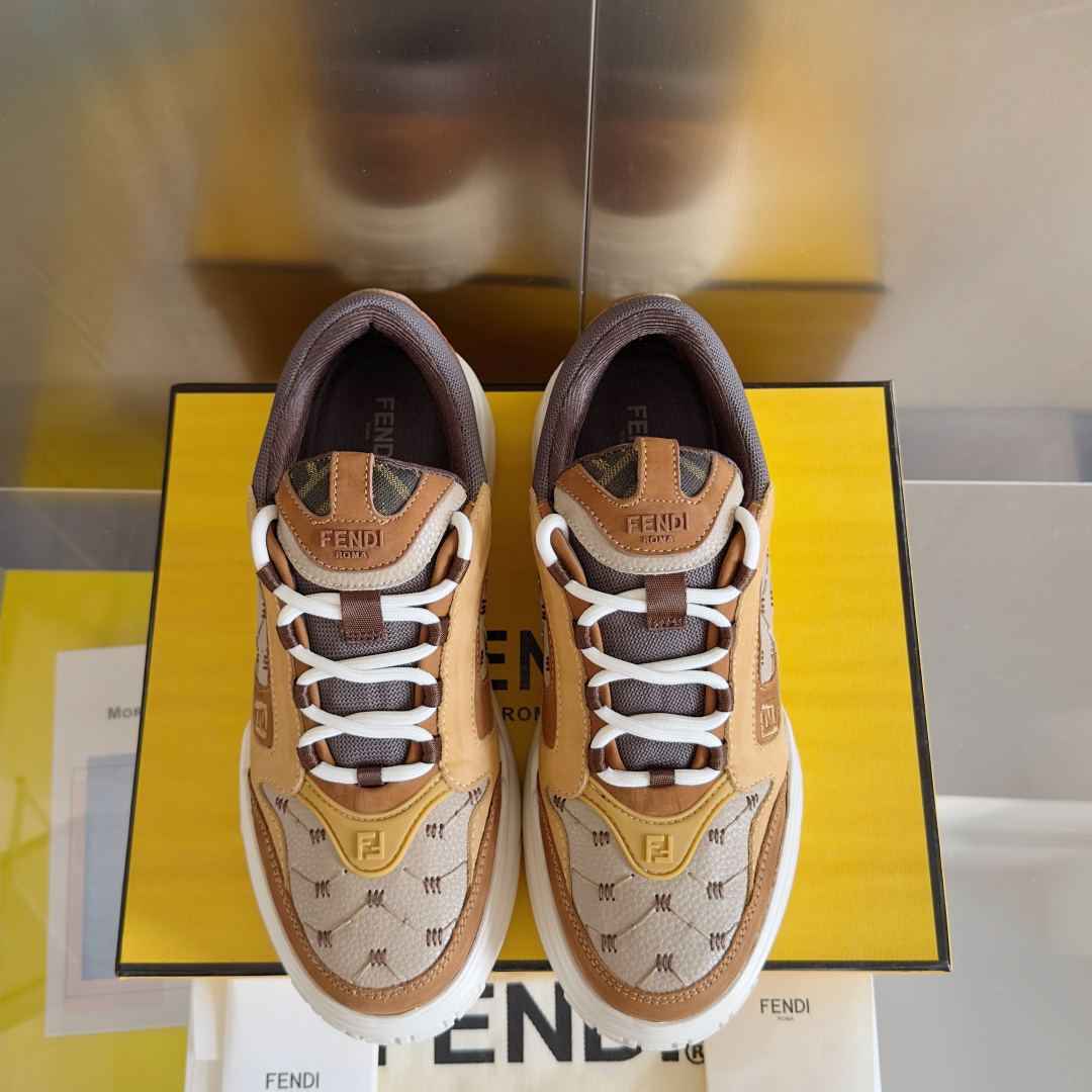 顶级版本：男款Fendi 芬迪 最新 Force系列 FF厚底 休闲 运动鞋 板鞋原版购入开发 做货 这