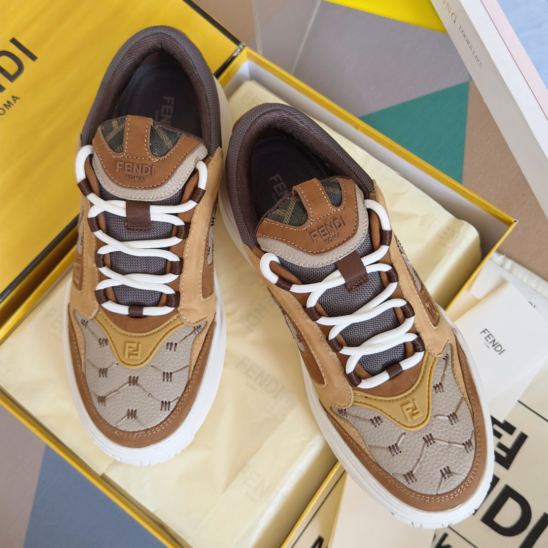 顶级版本：男款Fendi 芬迪 最新 Force系列 FF厚底 休闲 运动鞋 板鞋原版购入开发 做货 这