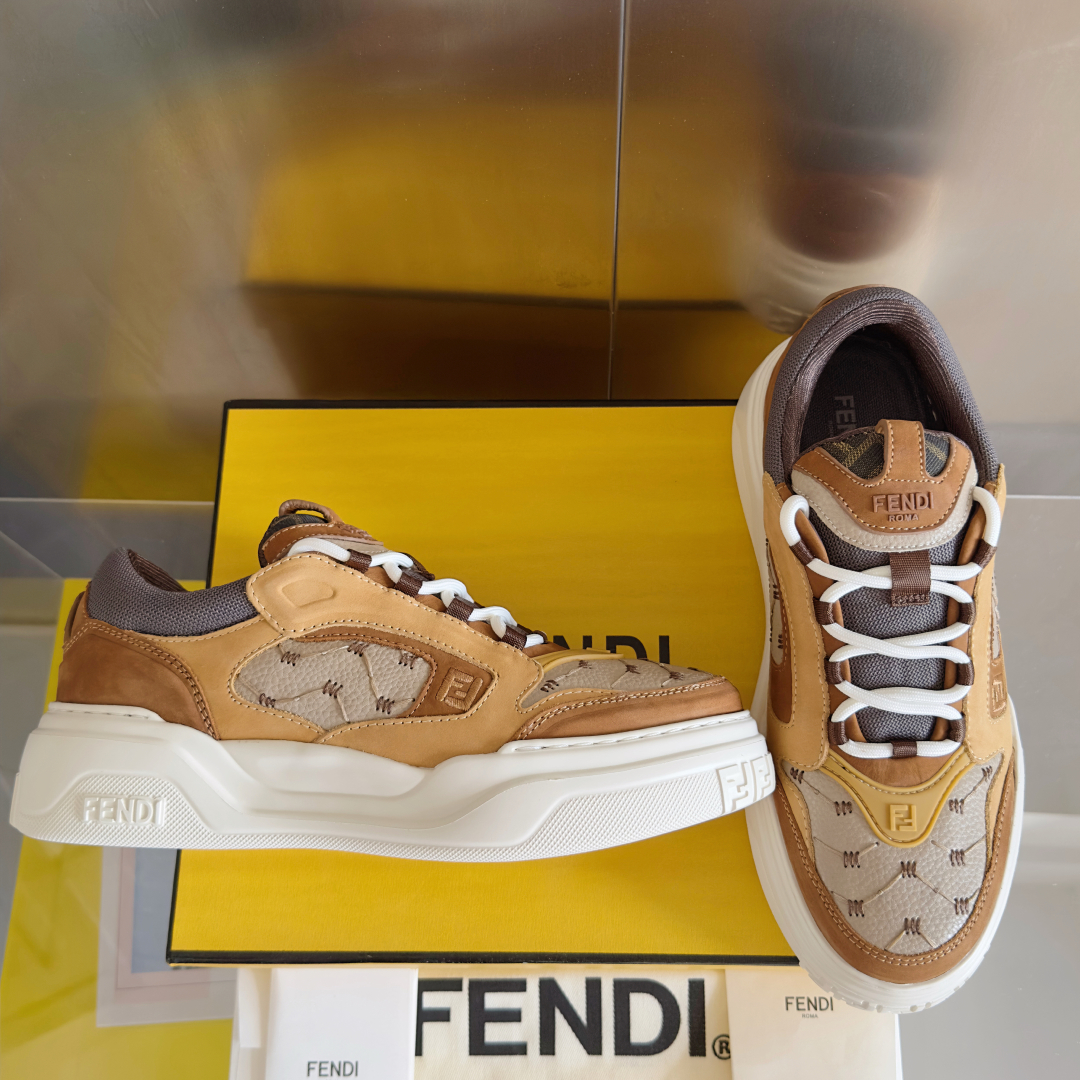顶级版本：男款Fendi 芬迪 最新 Force系列 FF厚底 休闲 运动鞋 板鞋原版购入开发 做货 这