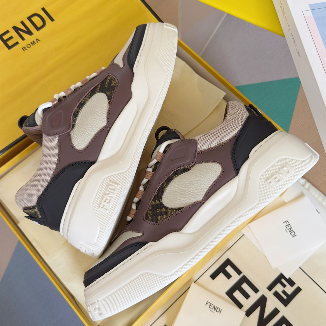 顶级版本：男款Fendi 芬迪 最新 Force系列 FF厚底 休闲 运动鞋 板鞋原版购入开发 做货 这