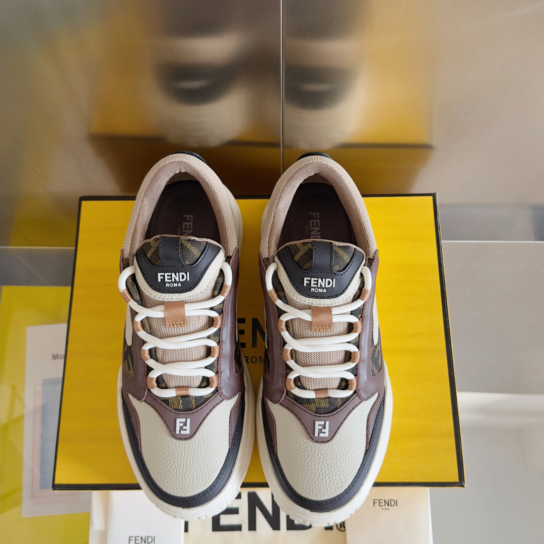 顶级版本：男款Fendi 芬迪 最新 Force系列 FF厚底 休闲 运动鞋 板鞋原版购入开发 做货 这