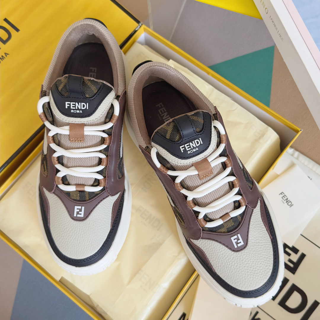 顶级版本：男款Fendi 芬迪 最新 Force系列 FF厚底 休闲 运动鞋 板鞋原版购入开发 做货 这