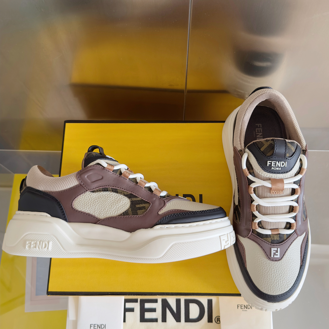 顶级版本：男款Fendi 芬迪 最新 Force系列 FF厚底 休闲 运动鞋 板鞋原版购入开发 做货 这