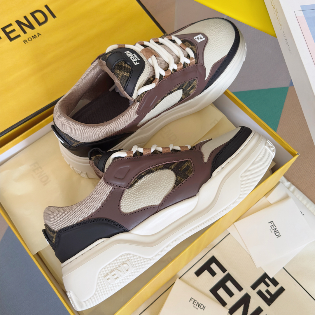 顶级版本：男款Fendi 芬迪 最新 Force系列 FF厚底 休闲 运动鞋 板鞋原版购入开发 做货 这