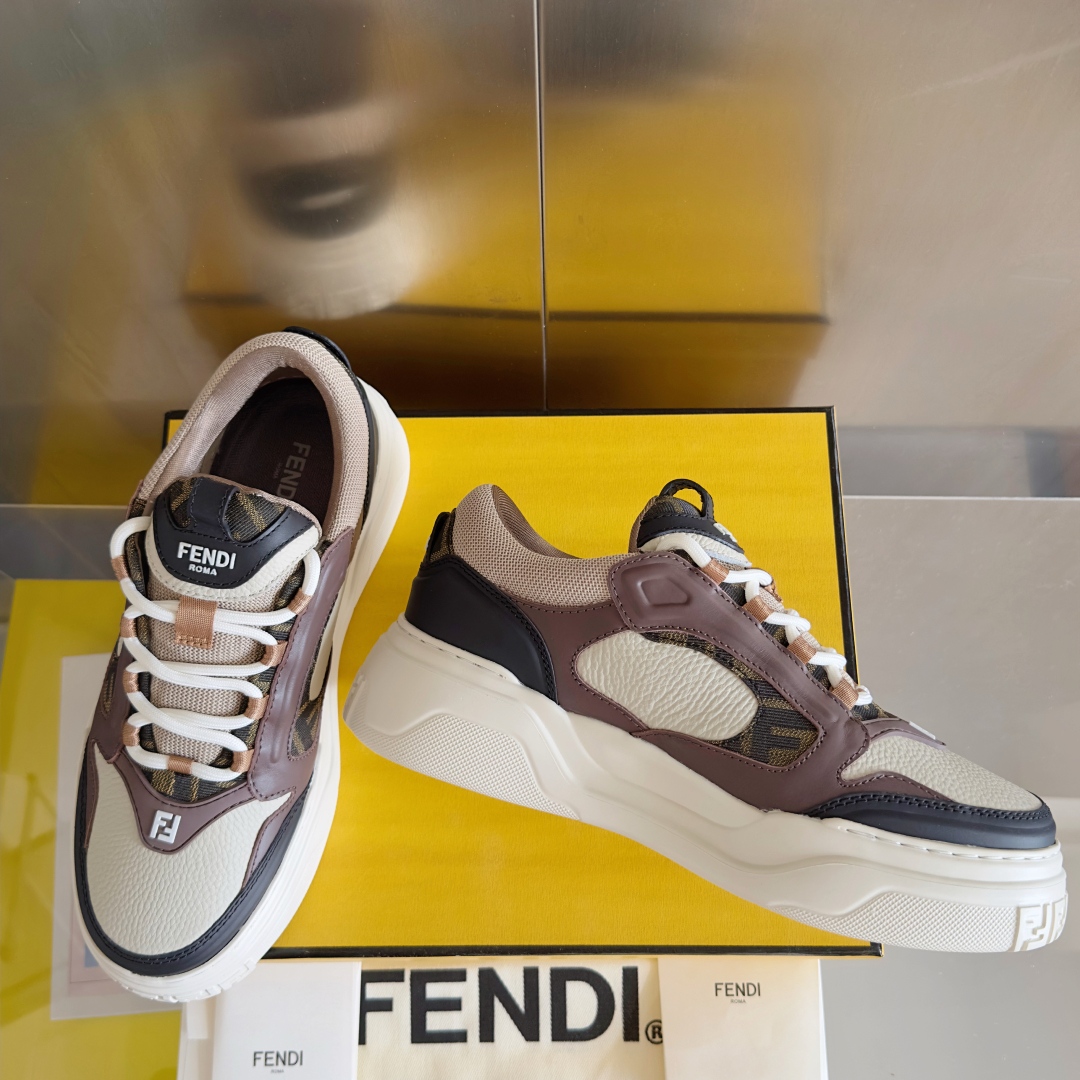 顶级版本：男款Fendi 芬迪 最新 Force系列 FF厚底 休闲 运动鞋 板鞋原版购入开发 做货 这