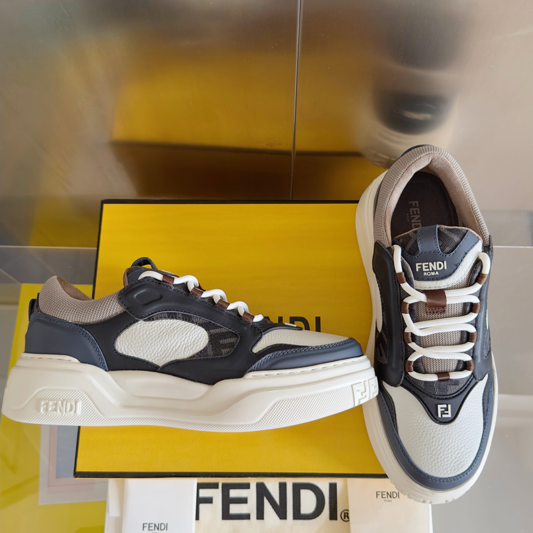 顶级版本：男款Fendi 芬迪 最新 Force系列 FF厚底 休闲 运动鞋 板鞋原版购入开发 做货 这
