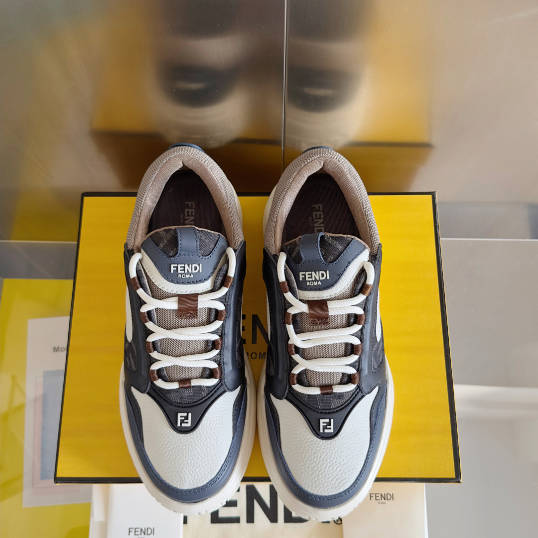 顶级版本：男款Fendi 芬迪 最新 Force系列 FF厚底 休闲 运动鞋 板鞋原版购入开发 做货 这