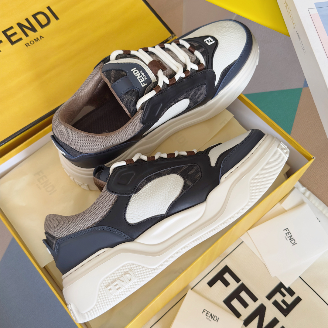 顶级版本：男款Fendi 芬迪 最新 Force系列 FF厚底 休闲 运动鞋 板鞋原版购入开发 做货 这