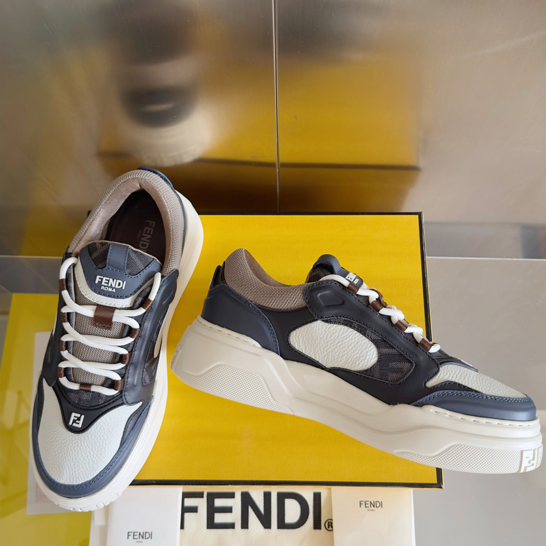 顶级版本：男款Fendi 芬迪 最新 Force系列 FF厚底 休闲 运动鞋 板鞋原版购入开发 做货 这