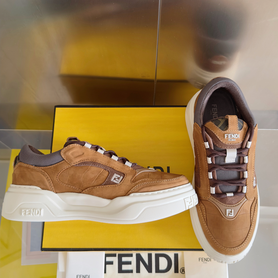 顶级版本：男款Fendi 芬迪 最新 Force系列 FF厚底 休闲 运动鞋 板鞋原版购入开发 做货 这