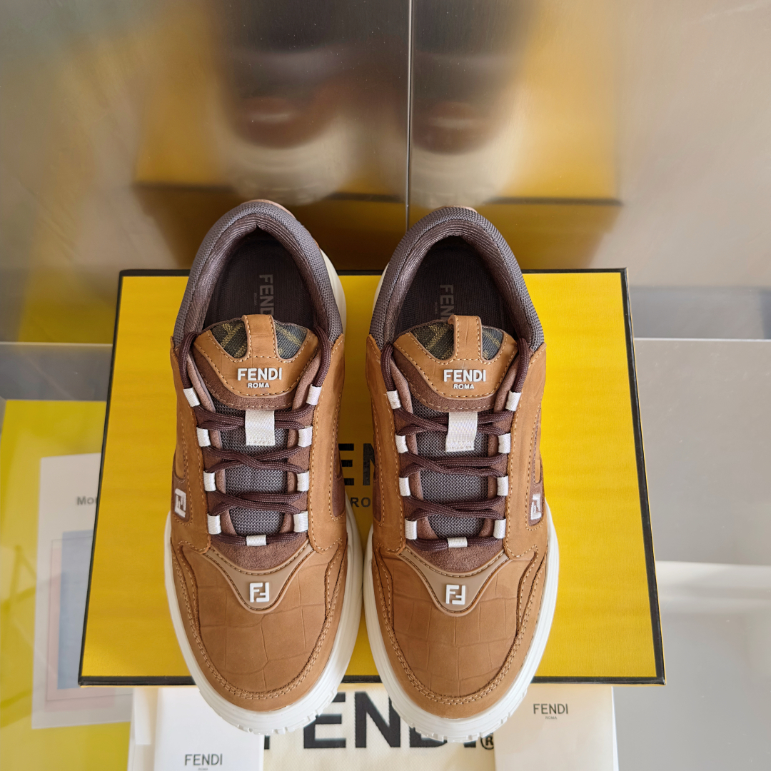 顶级版本：男款Fendi 芬迪 最新 Force系列 FF厚底 休闲 运动鞋 板鞋原版购入开发 做货 这
