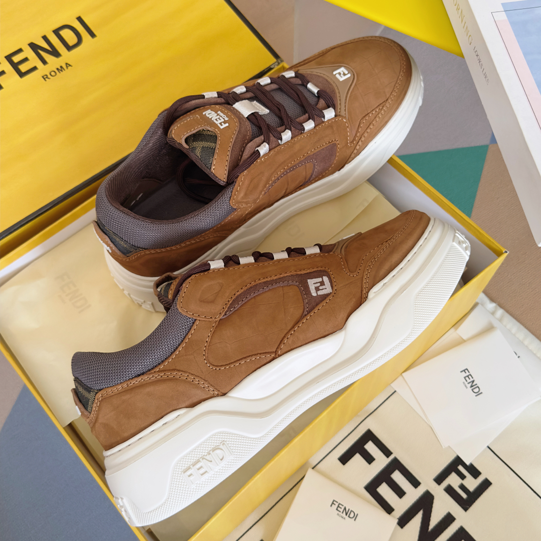 顶级版本：男款Fendi 芬迪 最新 Force系列 FF厚底 休闲 运动鞋 板鞋原版购入开发 做货 这