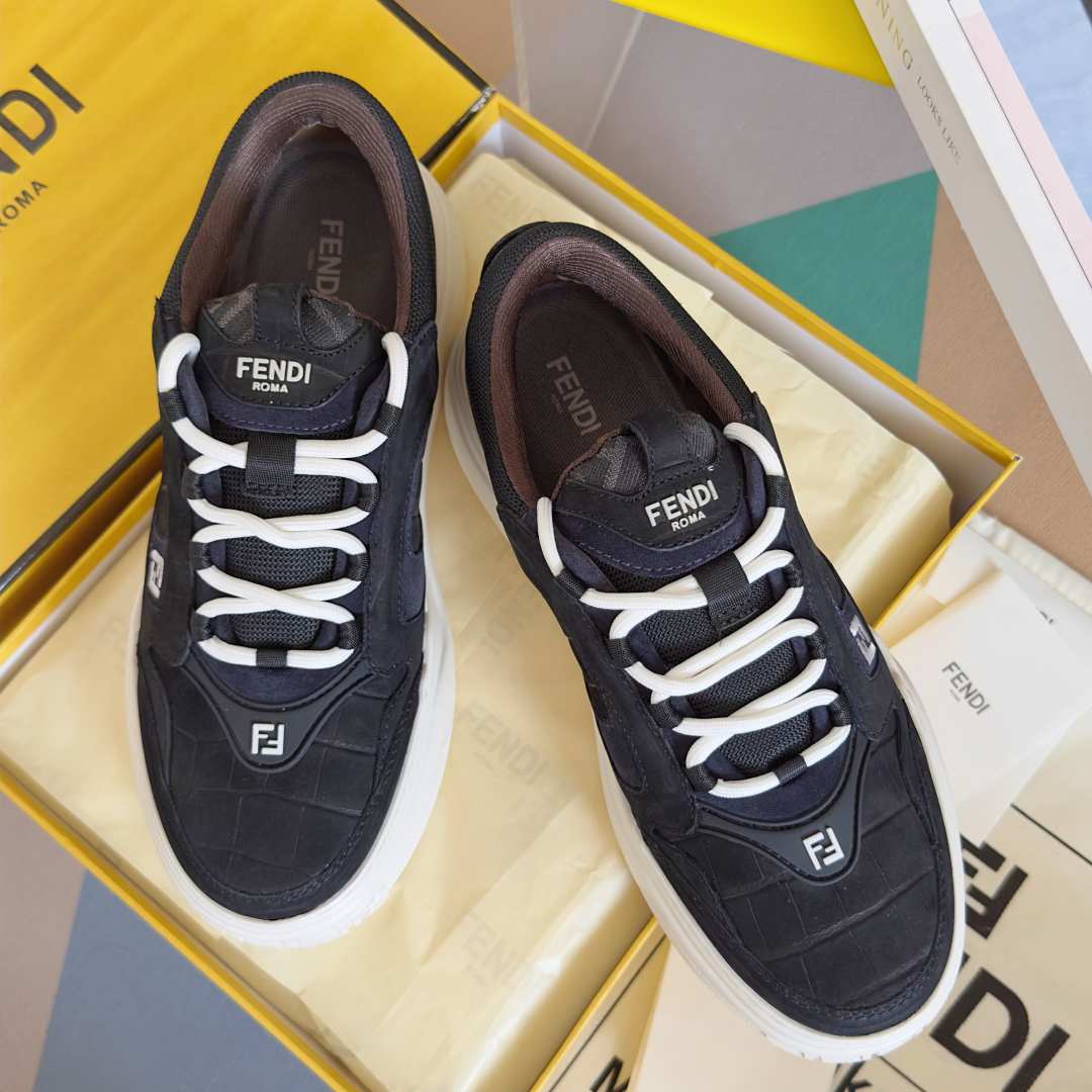 顶级版本：男款Fendi 芬迪 最新 Force系列 FF厚底 休闲 运动鞋 板鞋原版购入开发 做货 这