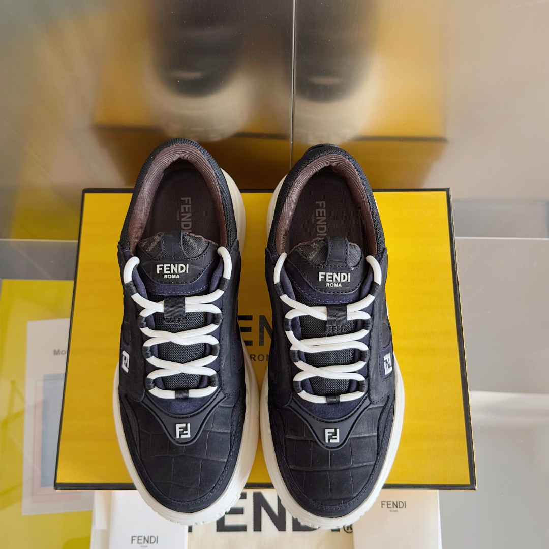 顶级版本：男款Fendi 芬迪 最新 Force系列 FF厚底 休闲 运动鞋 板鞋原版购入开发 做货 这