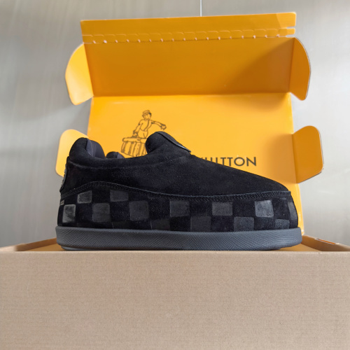 Louis Vuitton Men's Black Suede Checkered Slip-On Sneakers - Size 42 1 Louis Vuitton Men's Black Suede Checkered Slip-On Sneakers - Size 42