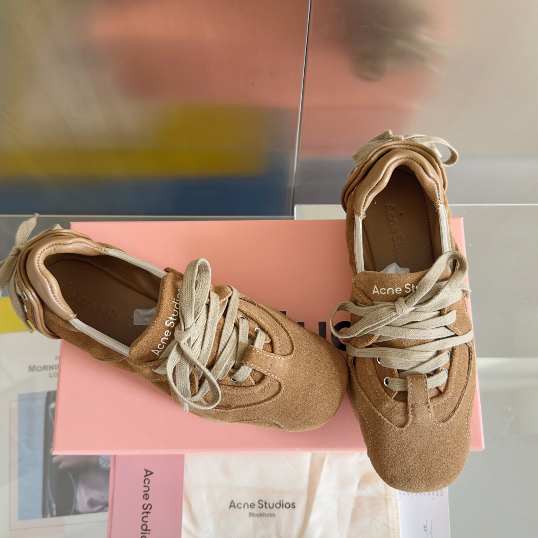 顶级版本:Acne studios 24FW 丹宁牛仔布 芭蕾舞鞋 休闲 运动鞋原版购入开发 做货 绑带