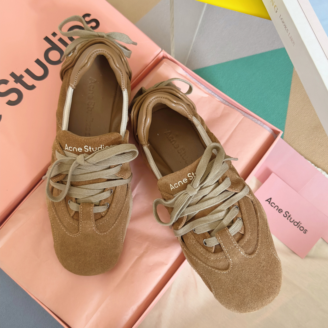 顶级版本:Acne studios 24FW 丹宁牛仔布 芭蕾舞鞋 休闲 运动鞋原版购入开发 做货 绑带