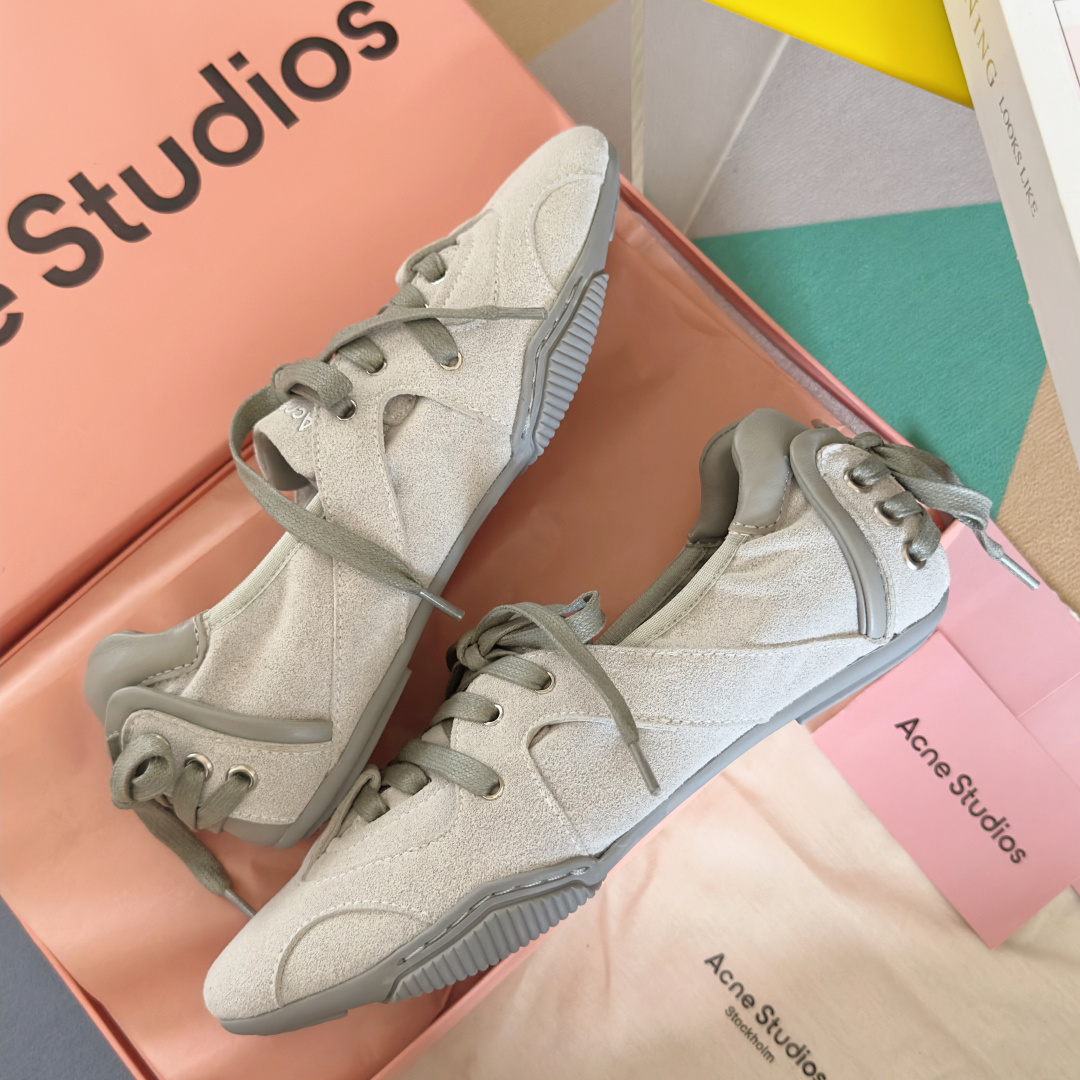 顶级版本:Acne studios 24FW 丹宁牛仔布 芭蕾舞鞋 休闲 运动鞋原版购入开发 做货 绑带