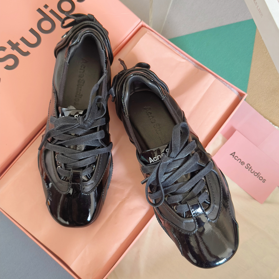 顶级版本:Acne studios 24FW 丹宁牛仔布 芭蕾舞鞋 休闲 运动鞋原版购入开发 做货 绑带
