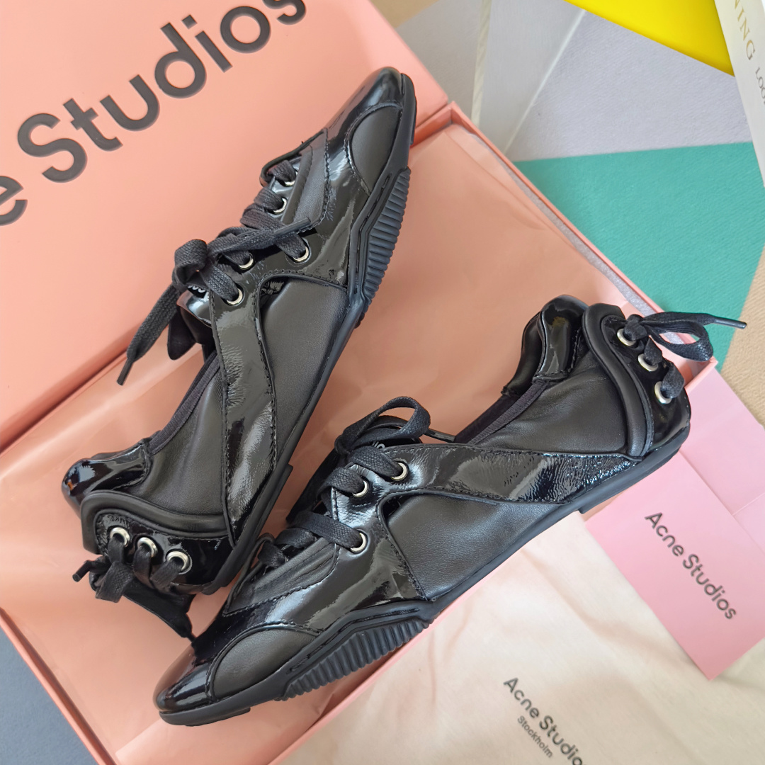顶级版本:Acne studios 24FW 丹宁牛仔布 芭蕾舞鞋 休闲 运动鞋原版购入开发 做货 绑带