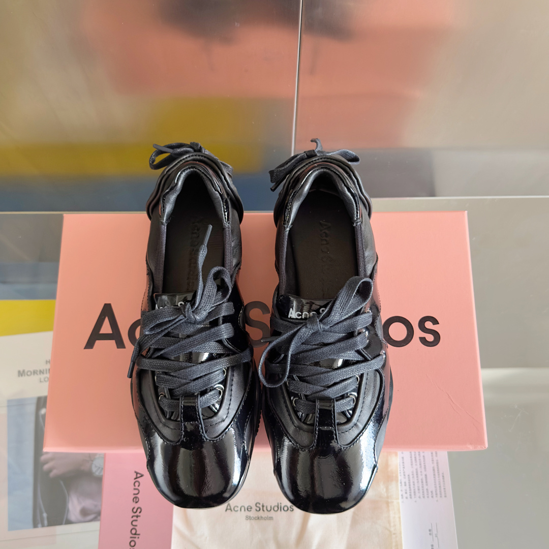 顶级版本:Acne studios 24FW 丹宁牛仔布 芭蕾舞鞋 休闲 运动鞋原版购入开发 做货 绑带