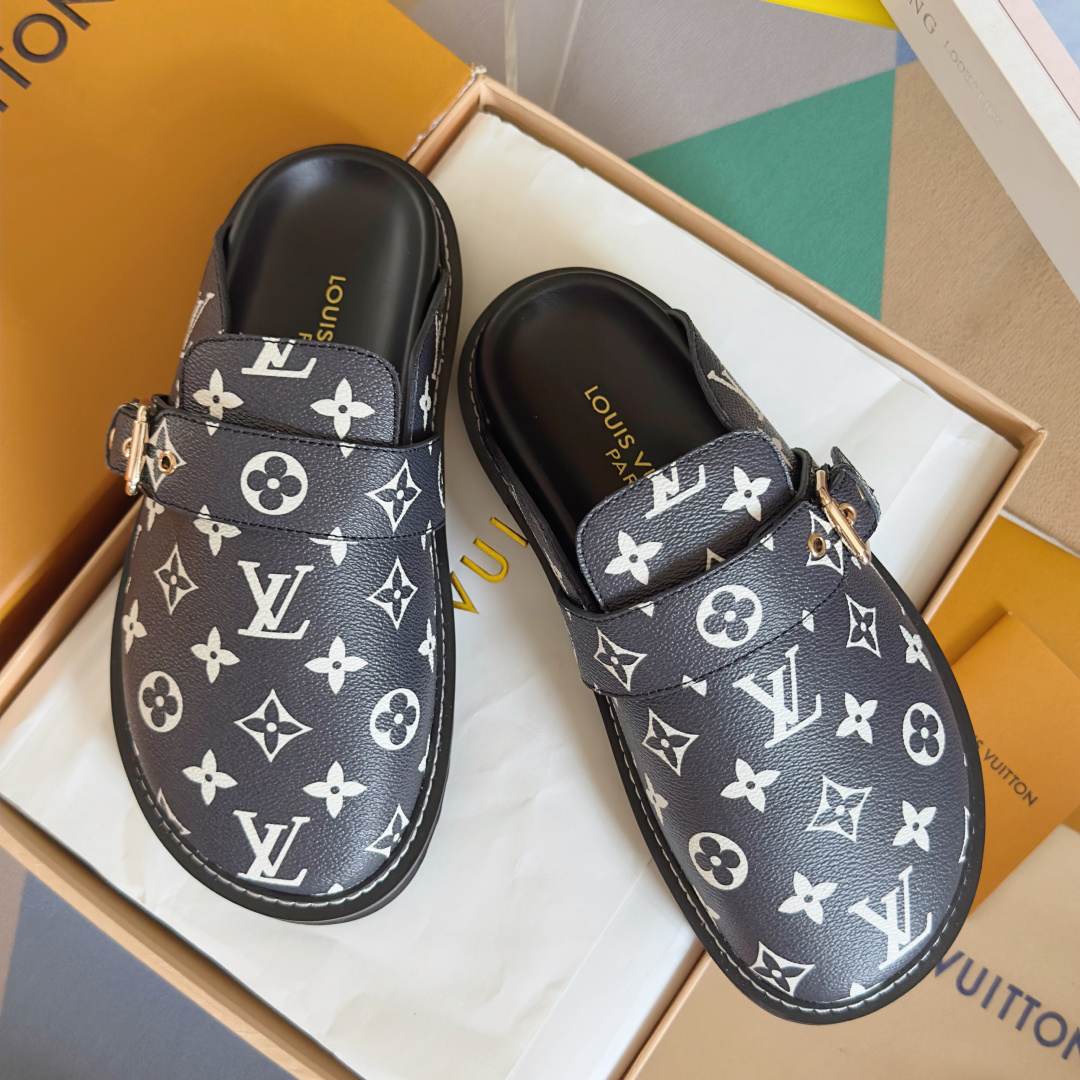 Louis Vuitton LV路易威登 L家 驴牌 Cosy Comfort系列 老花 包头拖鞋 凉拖鞋